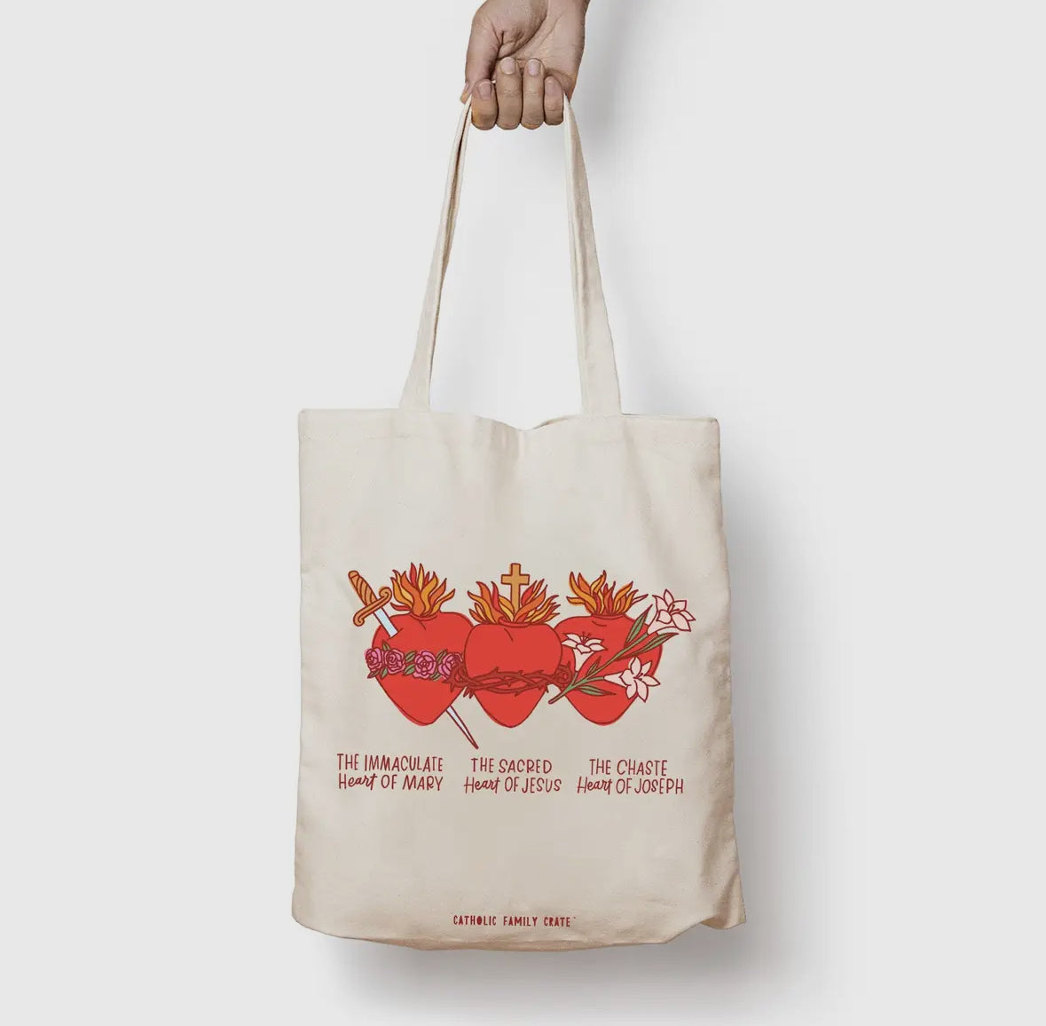 Holy Family Hearts Tote Bag