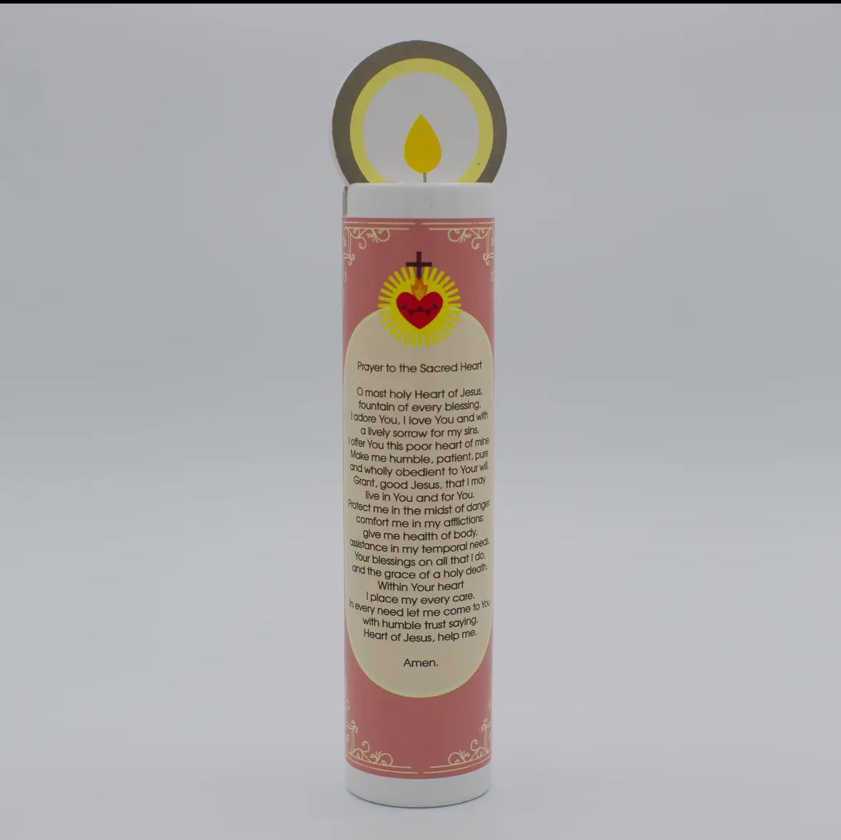Sacred Heart of Jesus Wooden Prayer Candle
