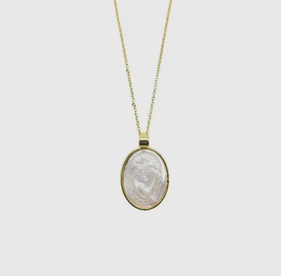 Mother of Pearl Sacred Heart Necklace