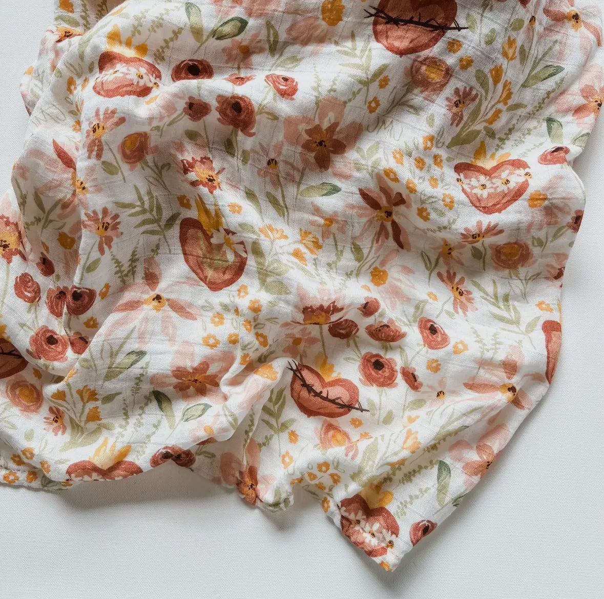 Holy Family Hearts Swaddle Blanket