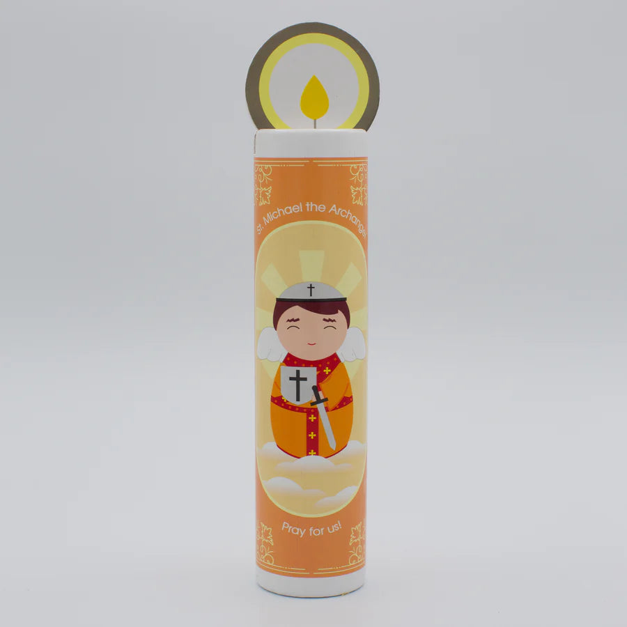 Saint Michael Wooden Prayer Candle
