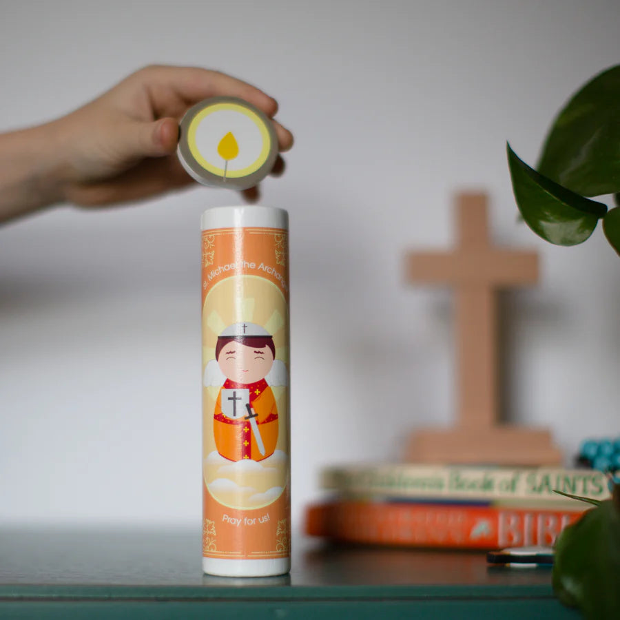 Saint Michael Wooden Prayer Candle