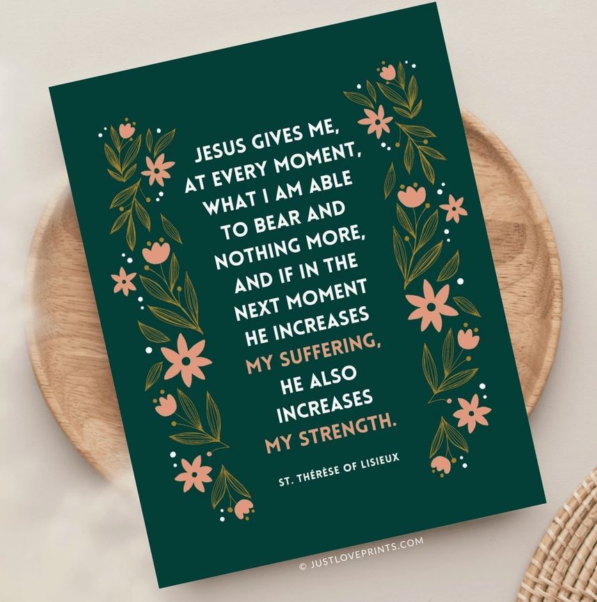 Suffering and Strength St. Therese Greeting Card