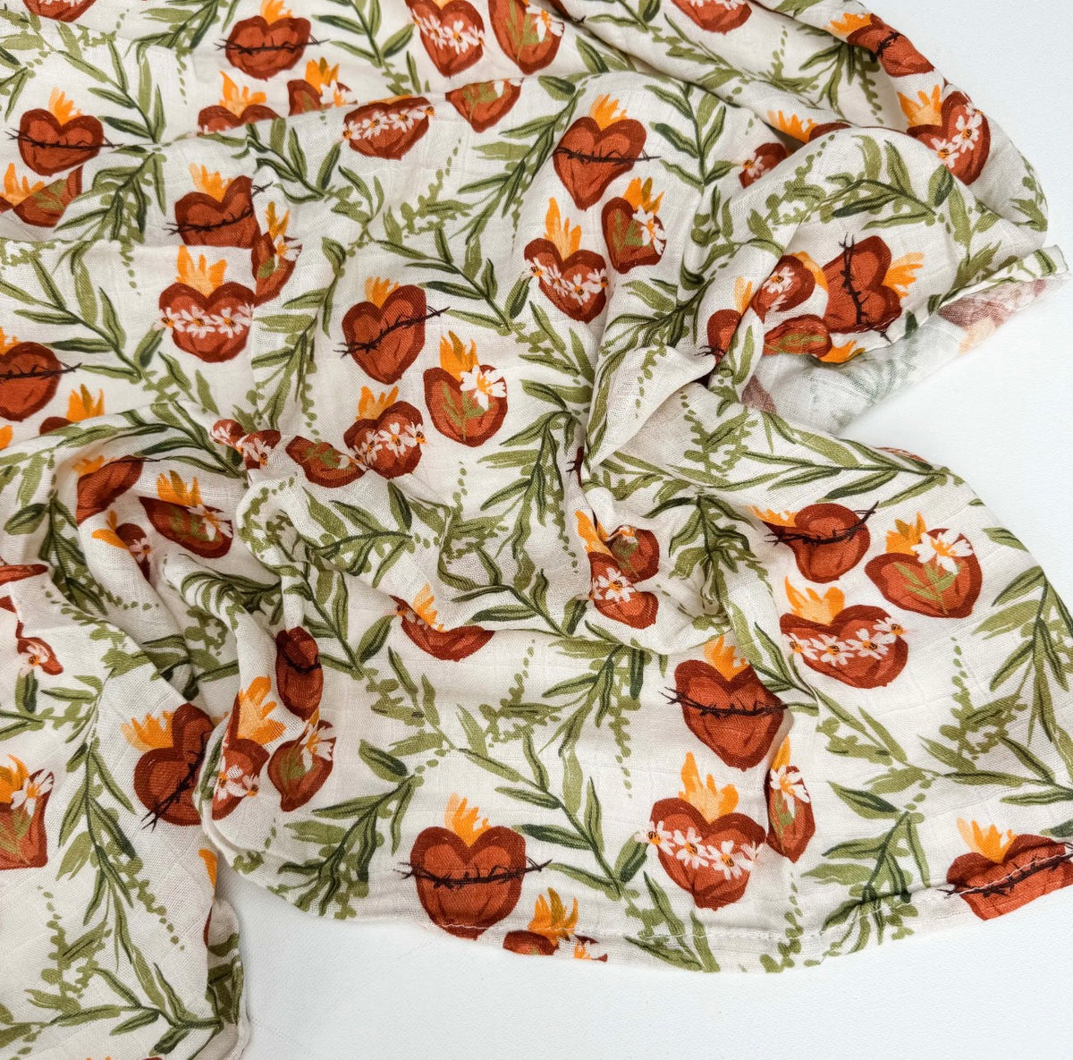 Holy Family Hearts Swaddle Blanket