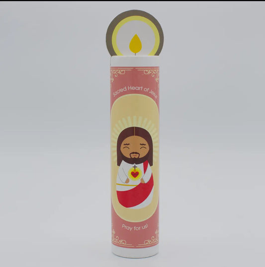 Sacred Heart of Jesus Wooden Prayer Candle