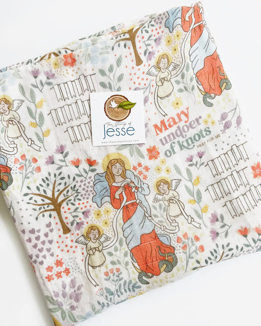 Mary Undoer of Knots Deluxe Swaddle Blanket