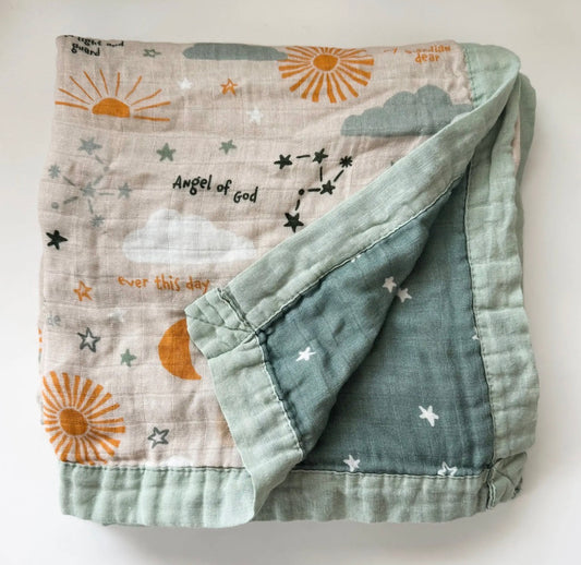 Guardian Angel Luxury Double Sided Muslin Catholic Blanket