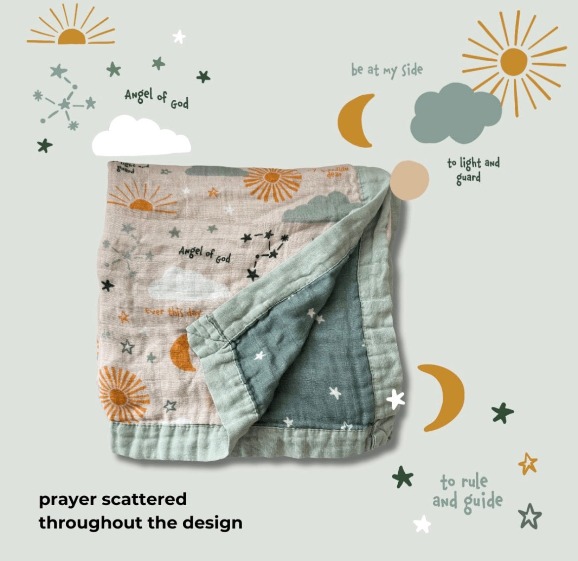 Guardian Angel Luxury Double Sided Muslin Catholic Blanket