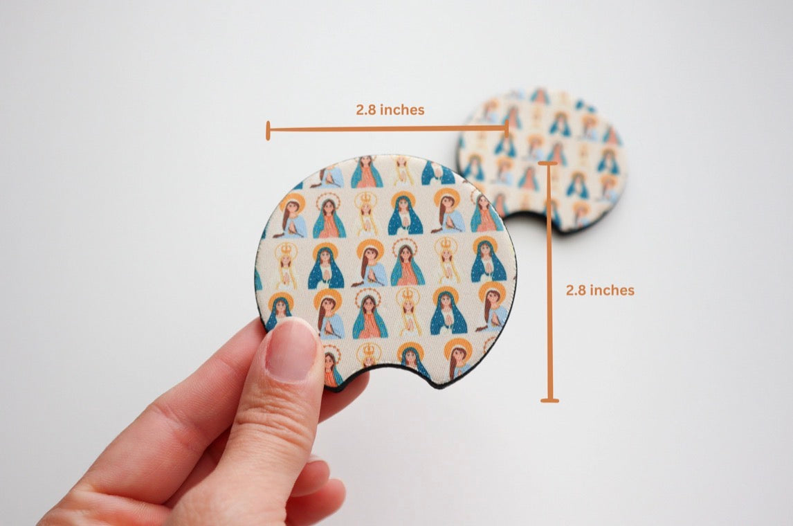 Blessed Mother Car Coasters (Set of 2)