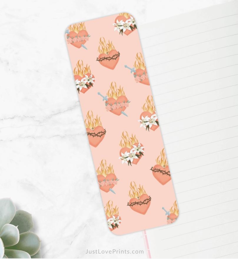 Holy Family Hearts Pattern Bookmark